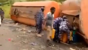 Nigeria Police Deny Involvement in Viral Video of Fuel Looting from Crashed Tanker
